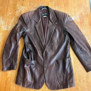 Gianni Leather Blazer Jacket Mens 38 Brown Vintage USA Sport Coat Western Ranch